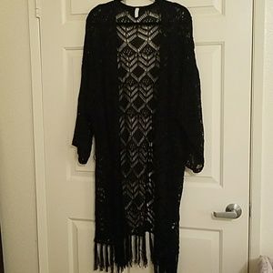 PinkBlush Black Crochet Lace Kimono